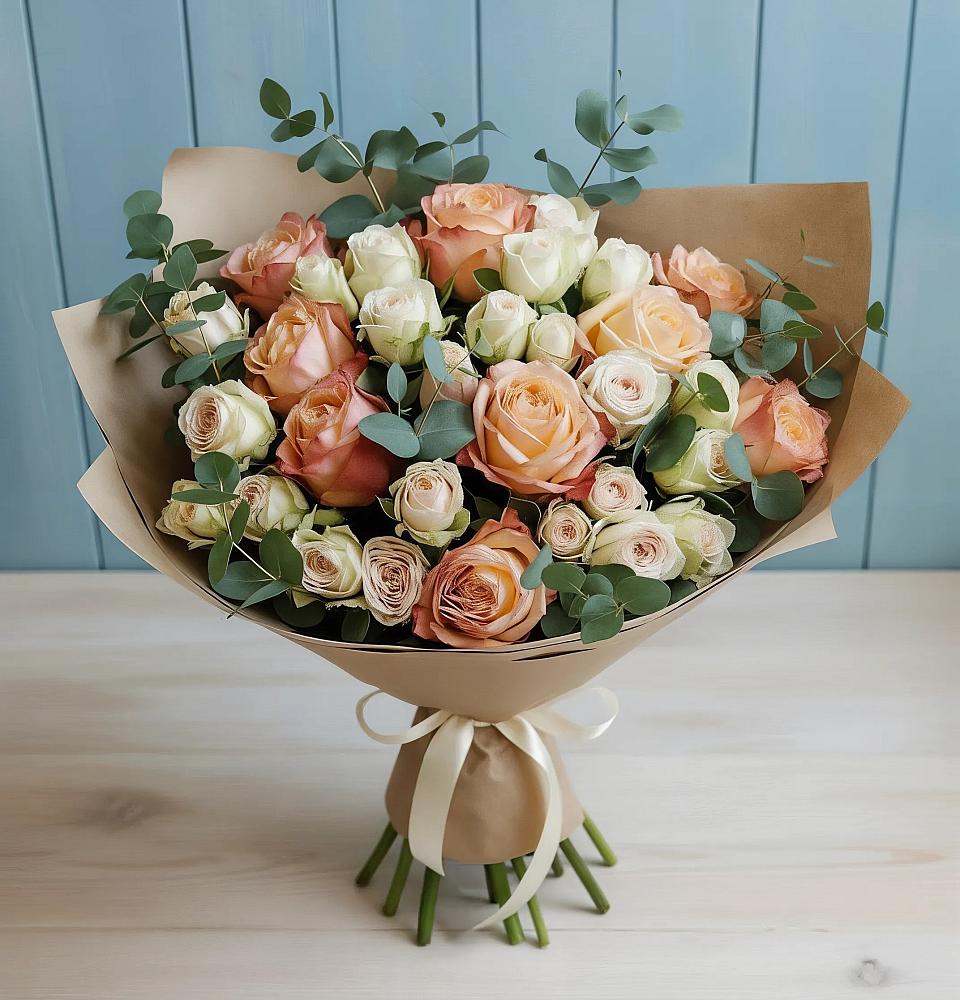 Букет цветов из: Альстромерии и Розы в Терской