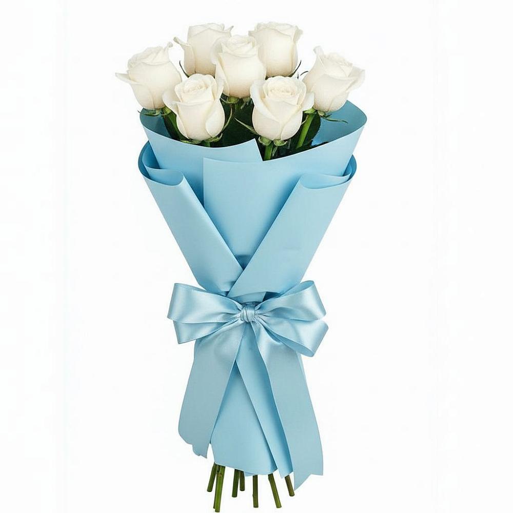 Букет 7 белых роз Проуд в Терской