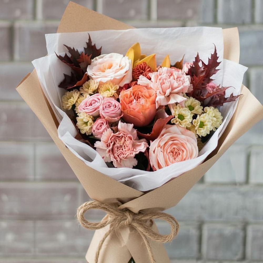 Букет цветов из: Гвоздики, Хризантемы и Розы в Терской