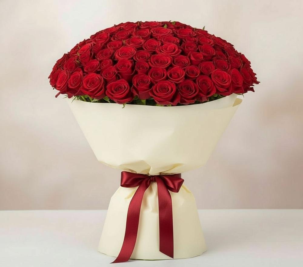 Букет 101 Красная роза Милано в Терской