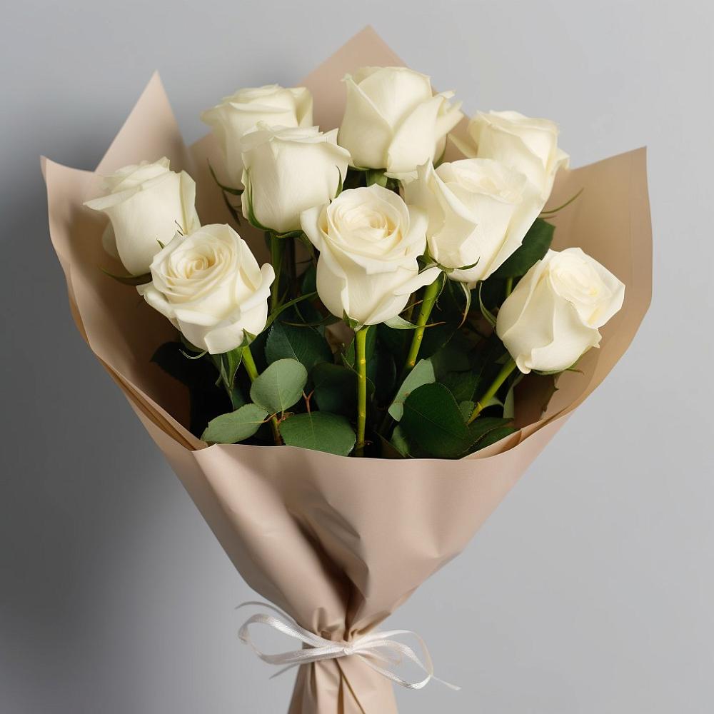 Букет 9 Белых роз Эдлесс Лав в Терской