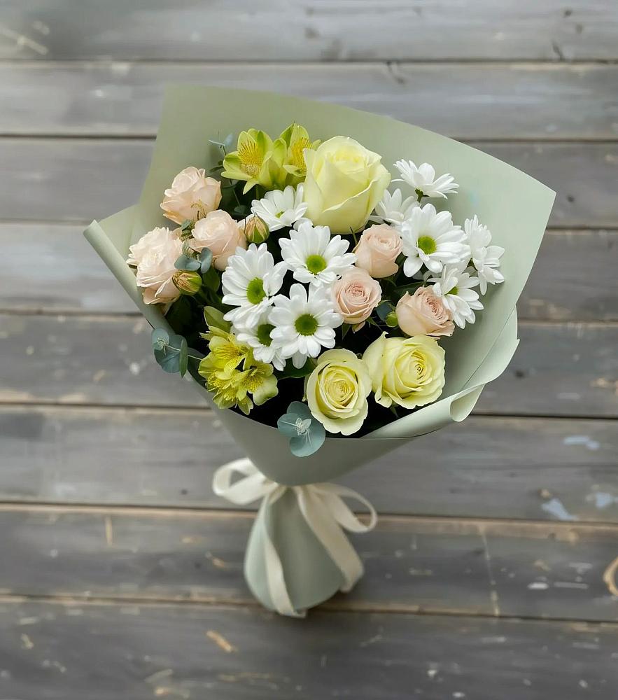 Букет цветов из: Альстромерии, Розы и Хризантемы в Терской