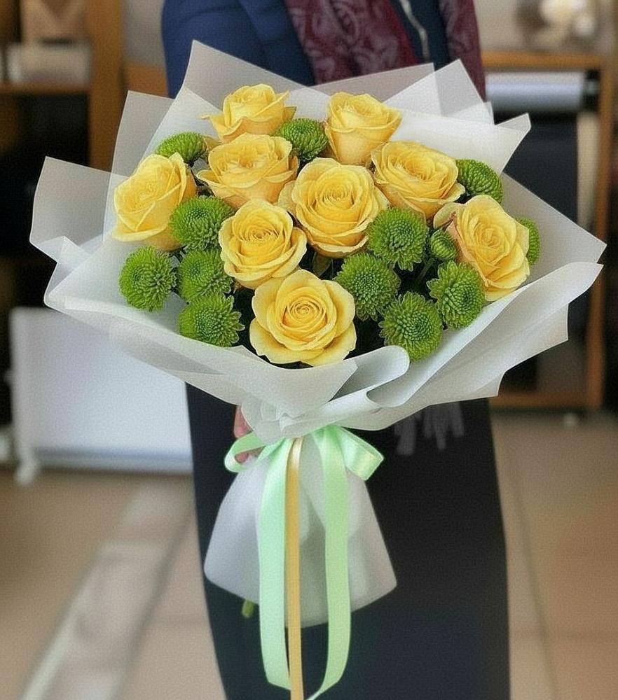 Букет цветов из: Хризантемы и Розы в Терской