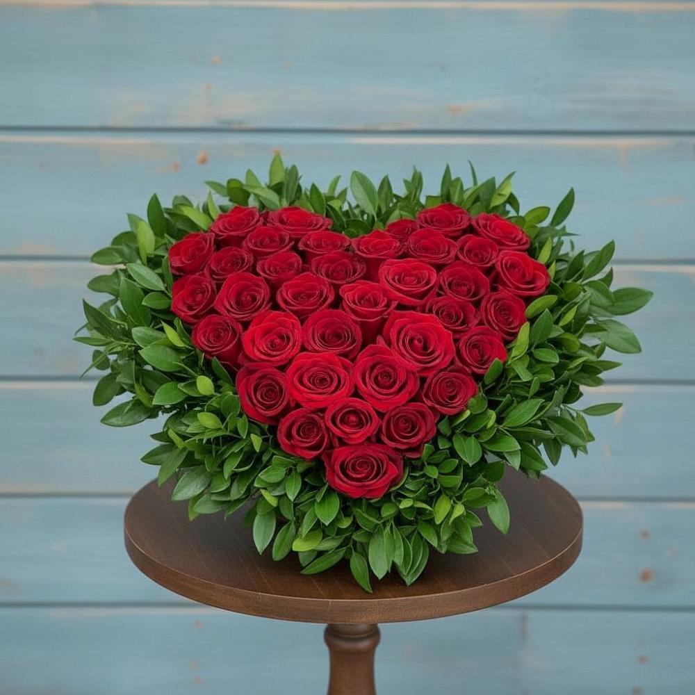 Цветочная композиция из Розы в виде сердца в Терской