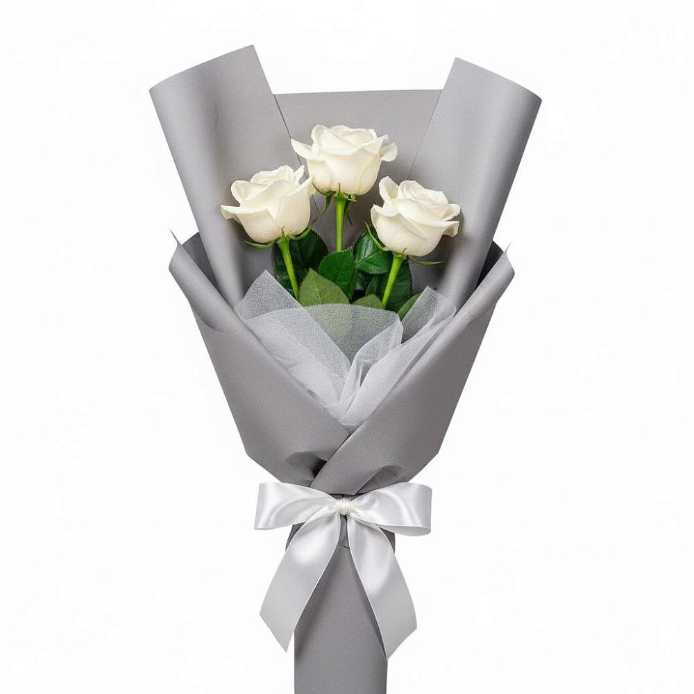Букет 3 белые розы в Терской