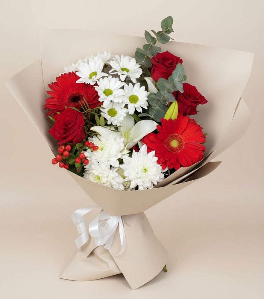 Букет цветов из: Розы, Хризантемы, Герберы и Лилии в Терской