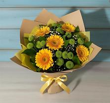 Букет цветов из:  Герберы и Хризантемы в Терской