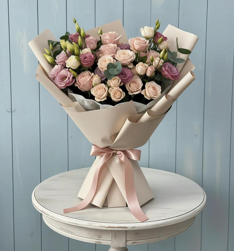 Букет цветов из: Розы и Лизиантусы в Терской