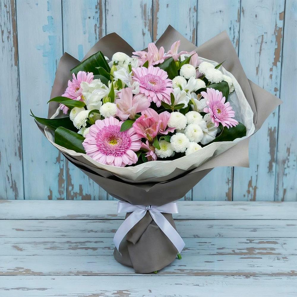 Букет цветов из: Герберы, Альстромерии и Хризантемы в Терской