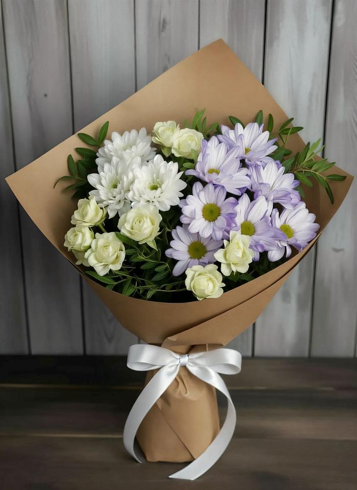 Букет цветов из: Хризантемы и Розы в Терской