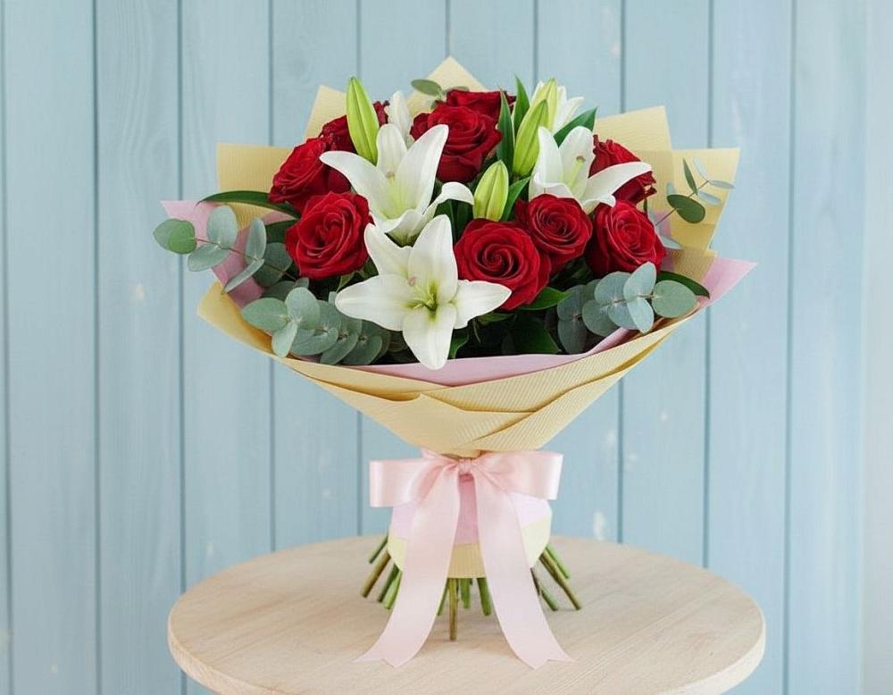 Букет цветов из: Лилии и Розы в Терской